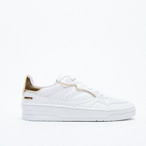 Zara Gold and White Sneakers